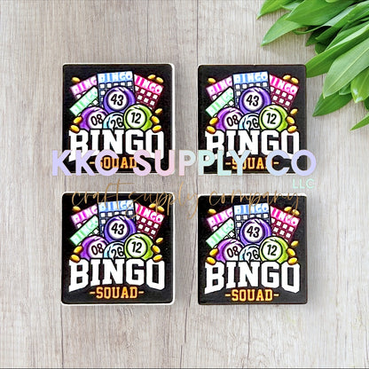 Bingo Printed Square Silicone Focal Bead