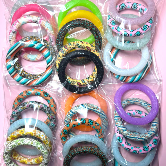 Mixed Bag Printed Silicone 65mm Ring Destash Pack - 5 Count - Random Pick