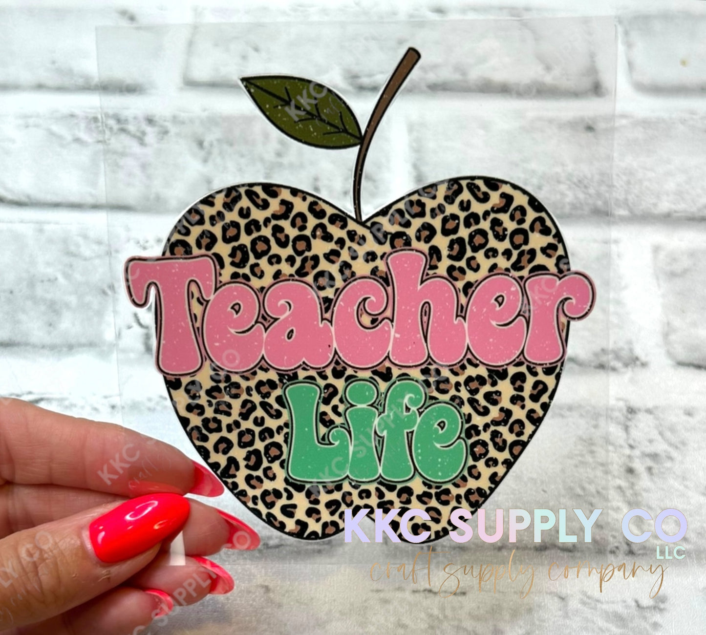 UV16448-Teacher Life Leopard Apple 16oz UV DTF Decal