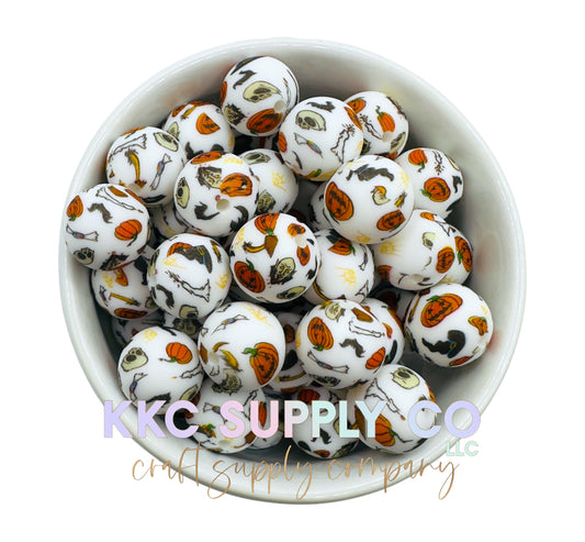 SP120-Spooky Halloween Printed Silicone Bead 15mm