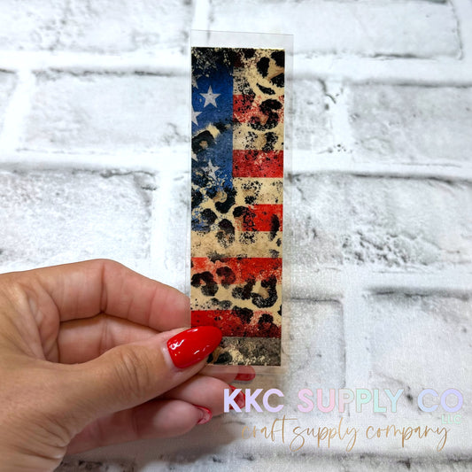 PW70-Distressed Leopard American Flag UV DTF Pen Wrap