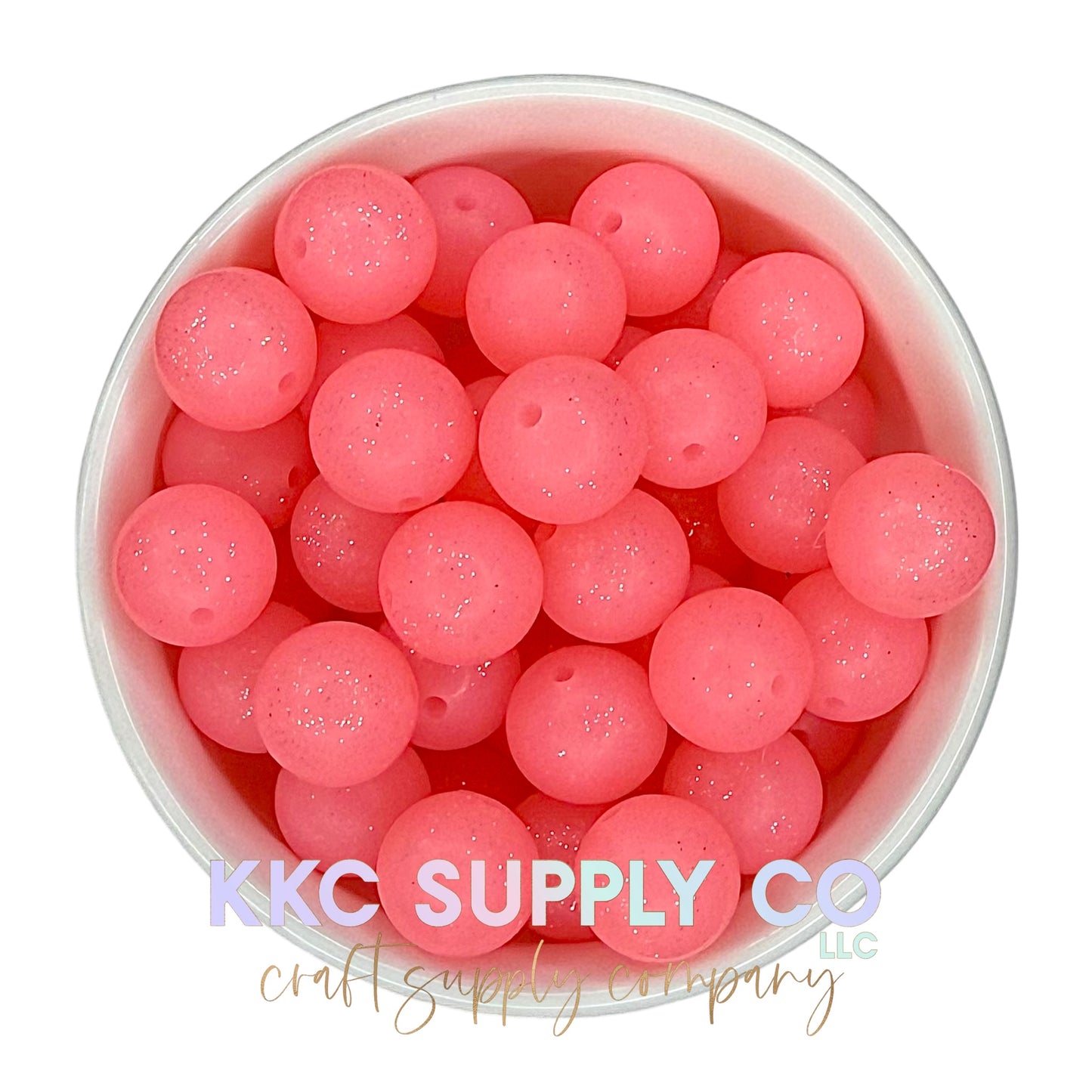 SG51-Pink Lemonade Glitter Silicone Beads 15mm