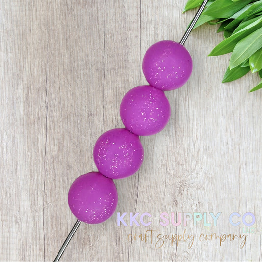 SG50-Violet Glitter Silicone Beads 15mm