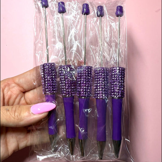 Purple Rhinestone Pen Destash Pack - 5 Count