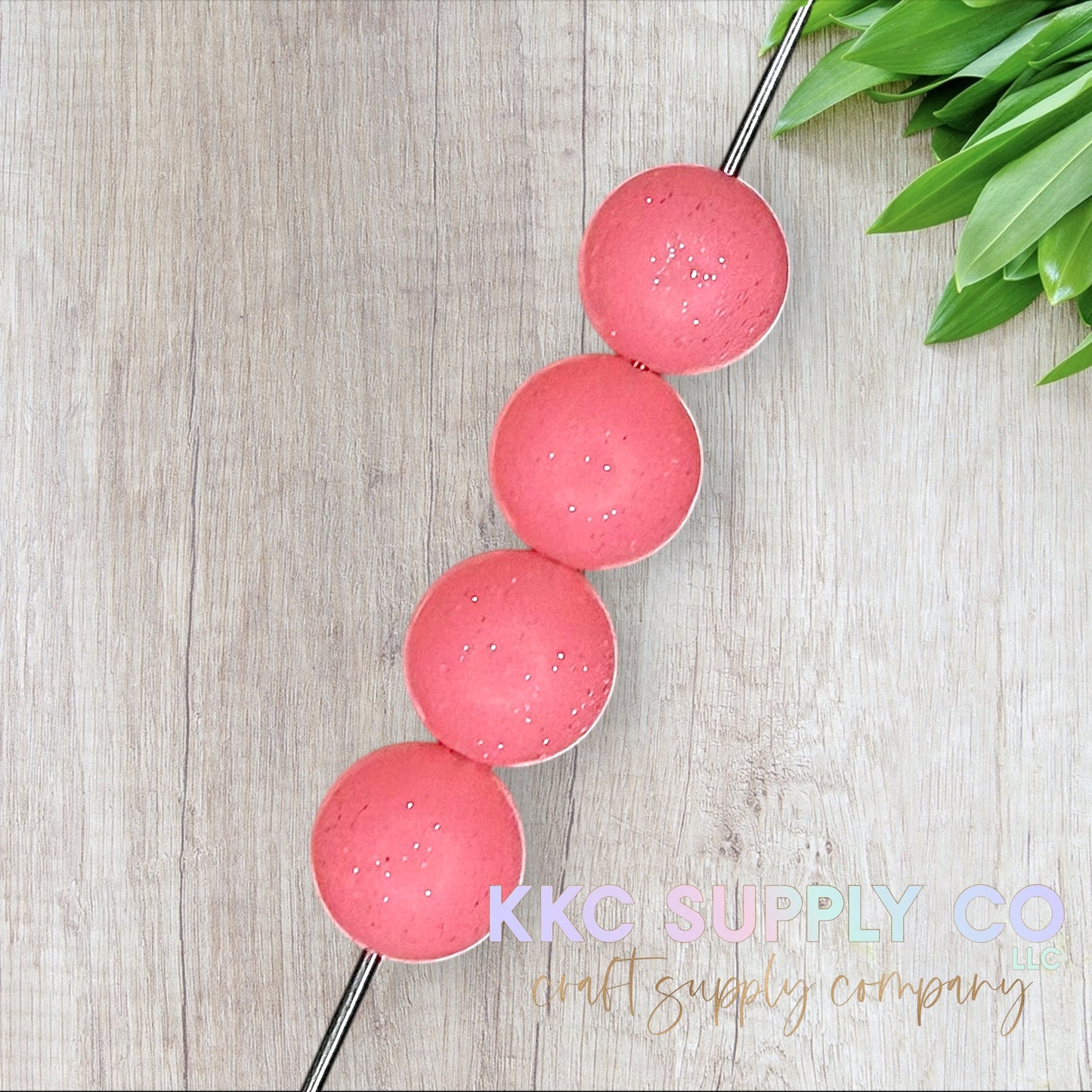 SG51-Pink Lemonade Glitter Silicone Beads 15mm