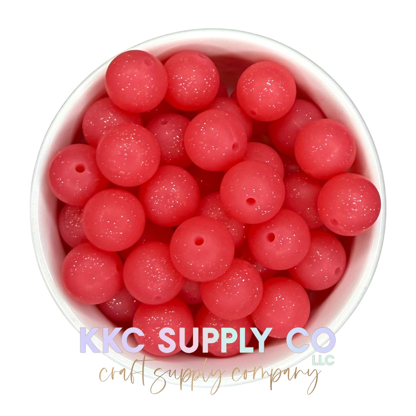 SG53-Watermelon Glitter Silicone Beads 15mm