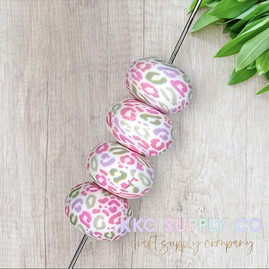 SP98-Pastel Leopard Print Printed Silicone Abacus Bead 23mm