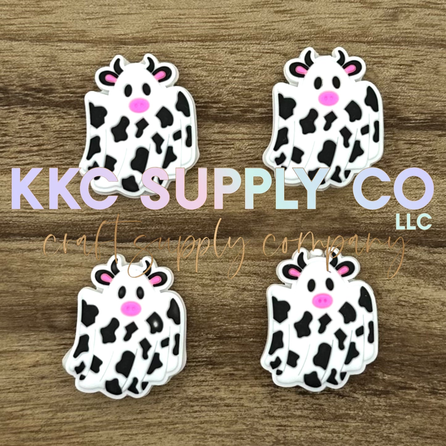 Ghost Cow Silicone Focal Bead-Black