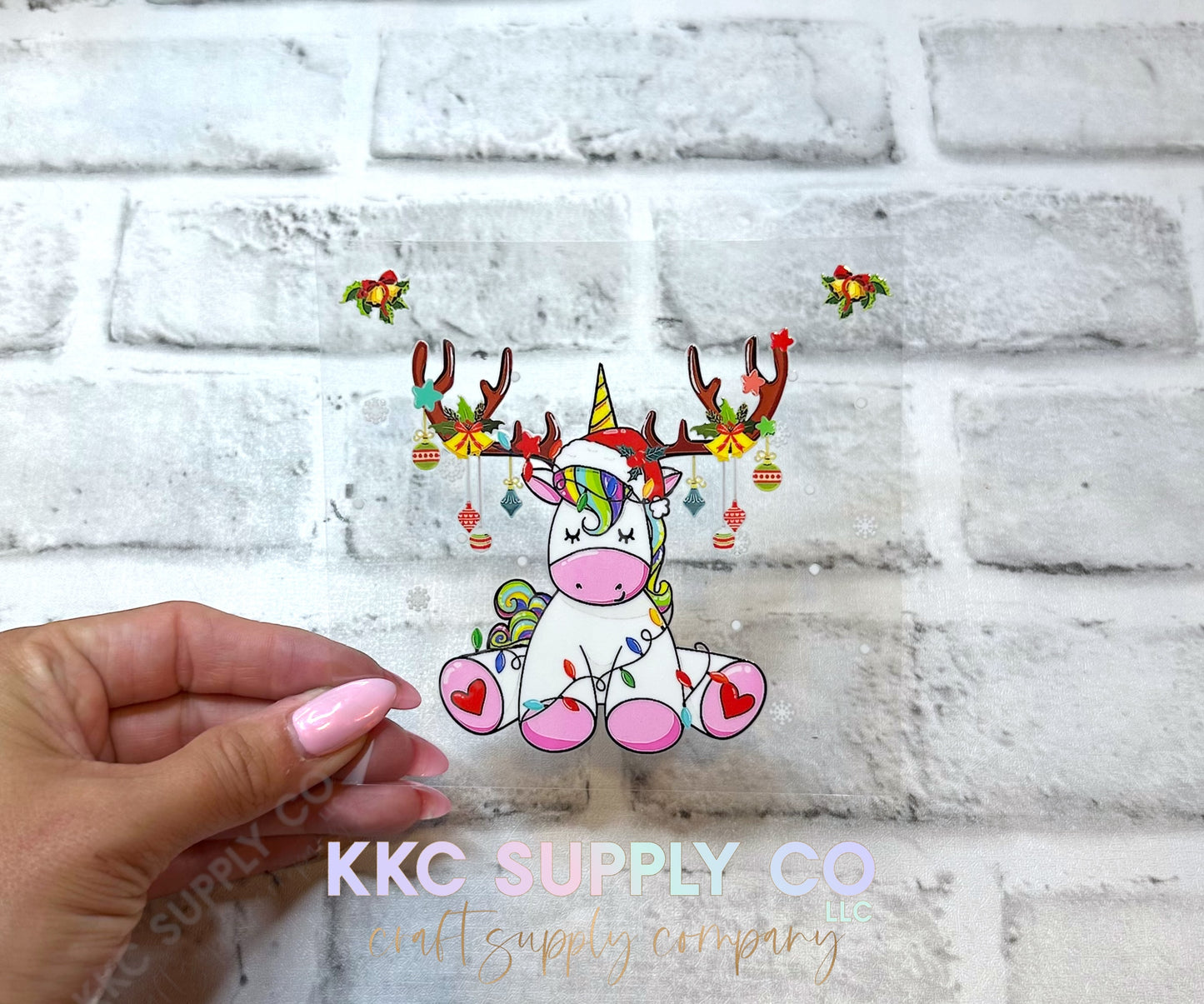 UV16608-Christmas Unicorn UV DTF Decal