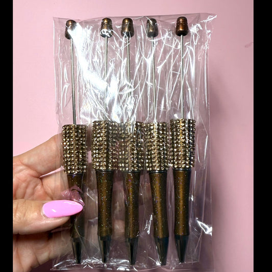 Sparkle Brown Rhinestone Pen Destash Pack - 5 Counyt
