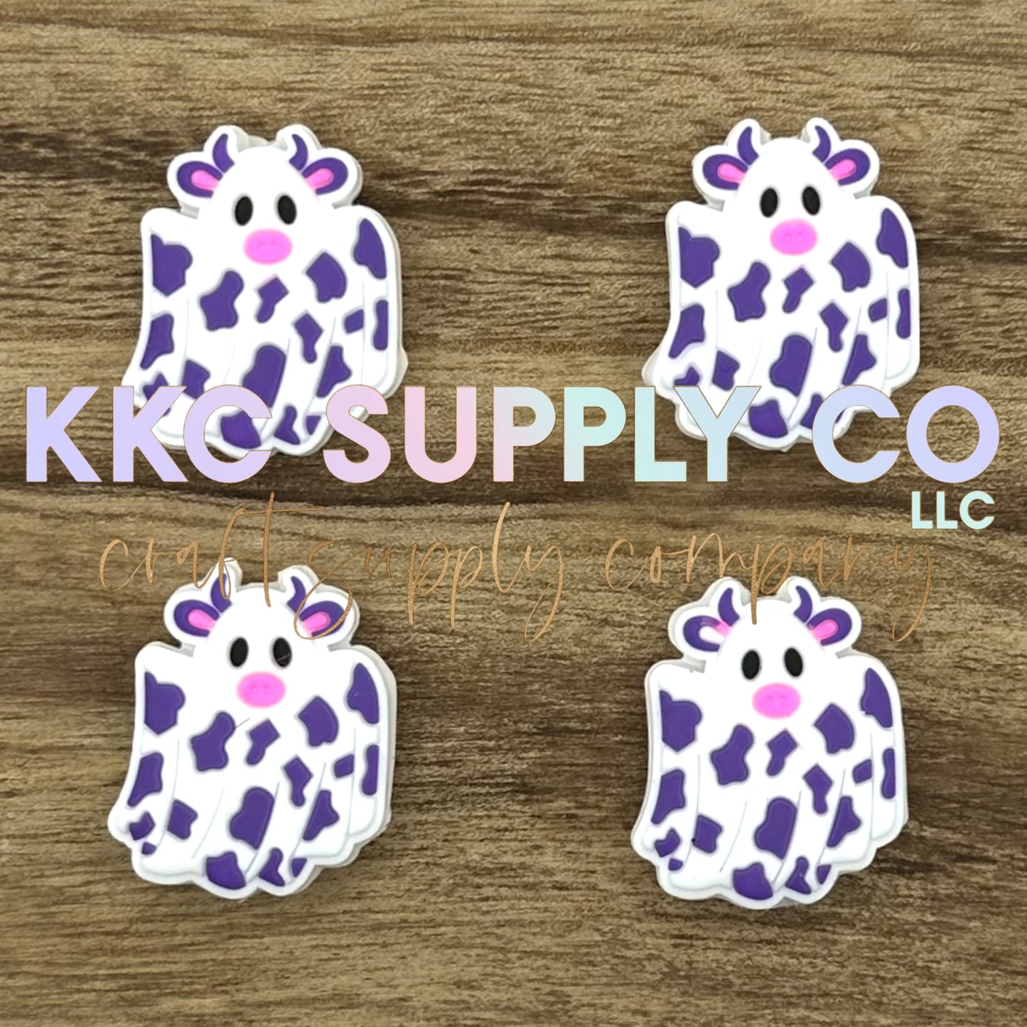 Ghost Cow Silicone Focal Bead-Purple