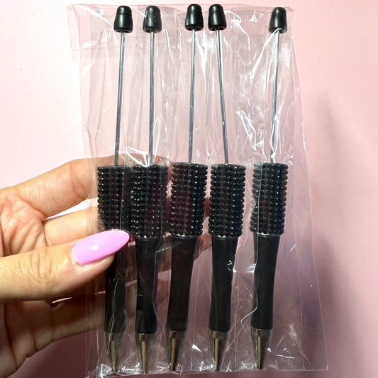 Black Rhinestone Pen Destash Pack - 5 Count