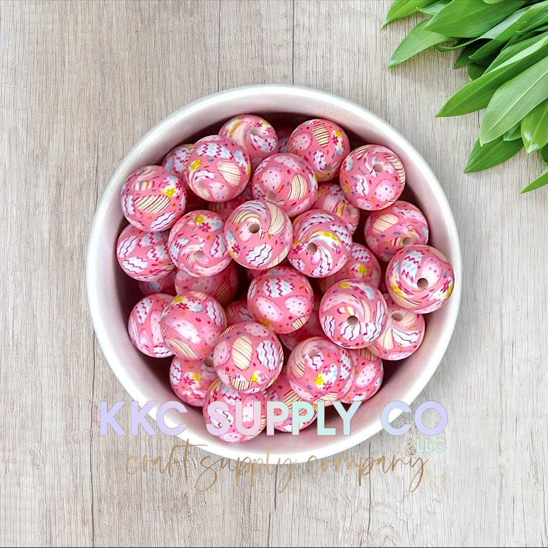 SP178-Easter Eggs Silicone Bead 15mm-Pink