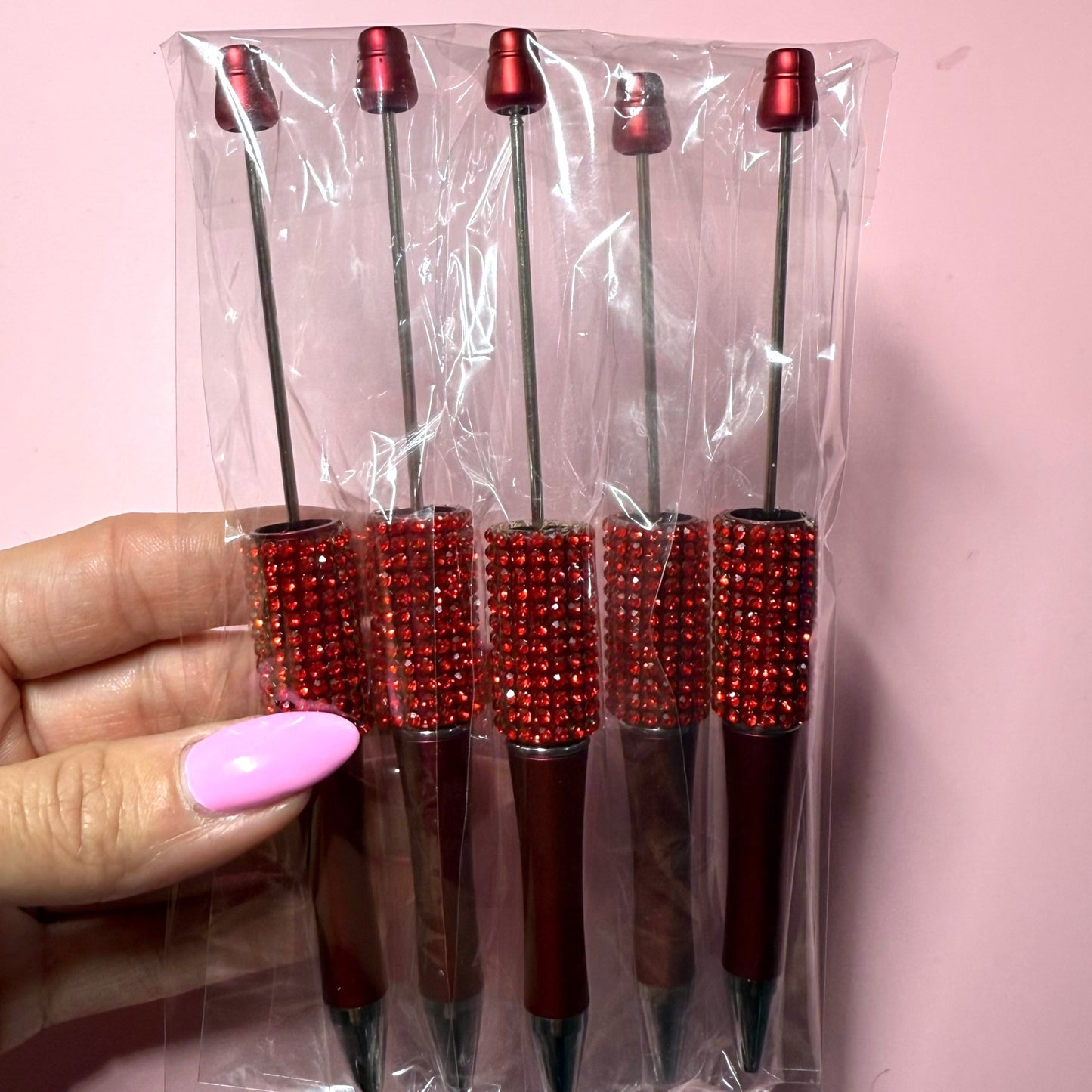 Red Rhinestone Pen Destash Pack - 5 Count