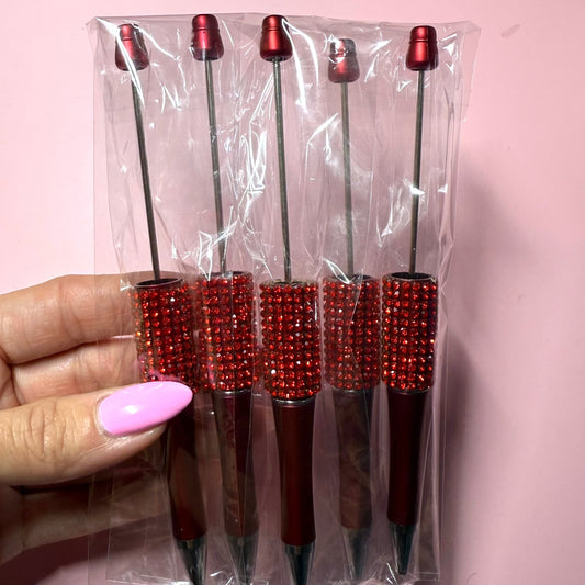 Red Rhinestone Pen Destash Pack - 5 Count