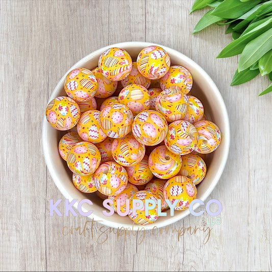 SP179-Easter Eggs Silicone Bead 15mm-Yellow