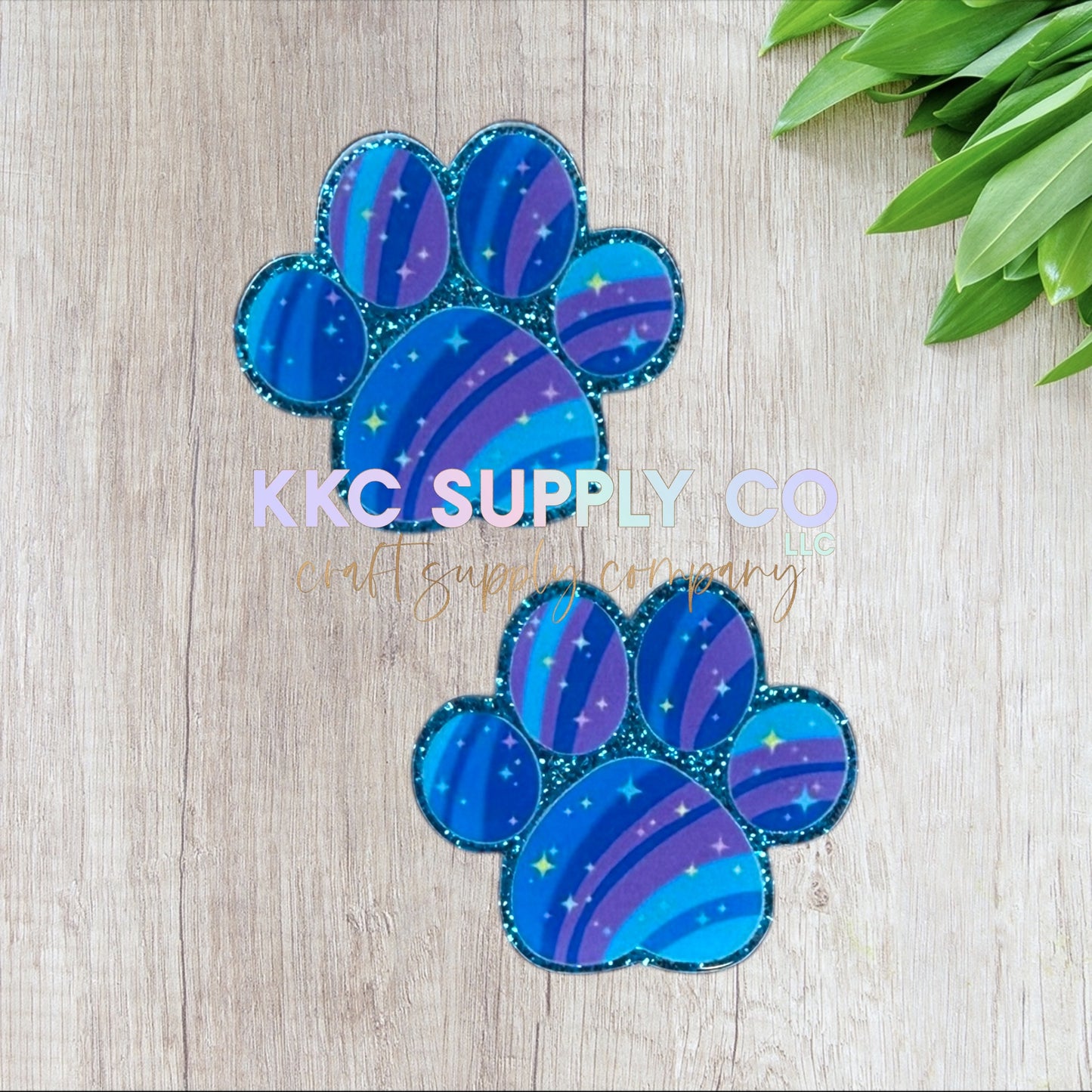 AT289-Blue & Purple Paw-Acrylic Flatback