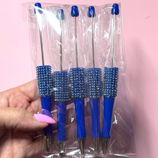 Blue Rhinestone Pen Destash Pack - 5 Count