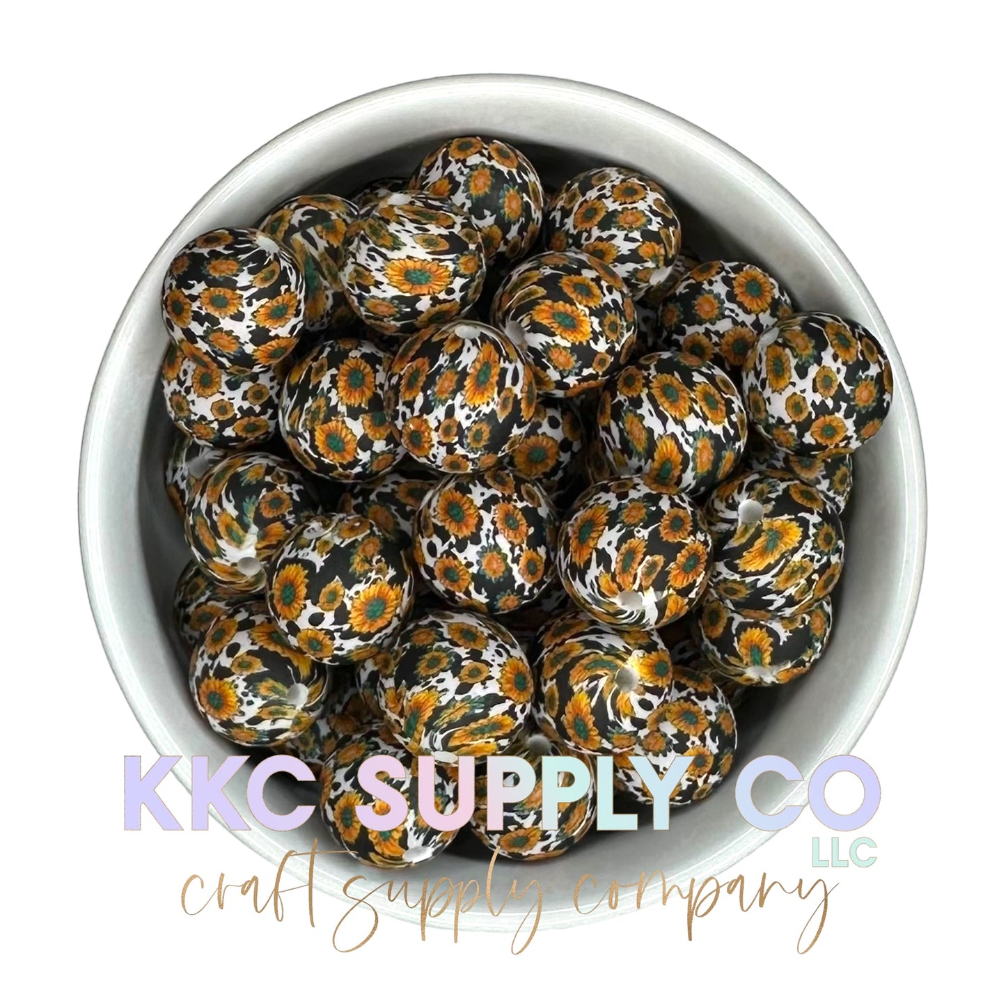 SP153-Sunflower Cow Hide Silicone Bead 15mm