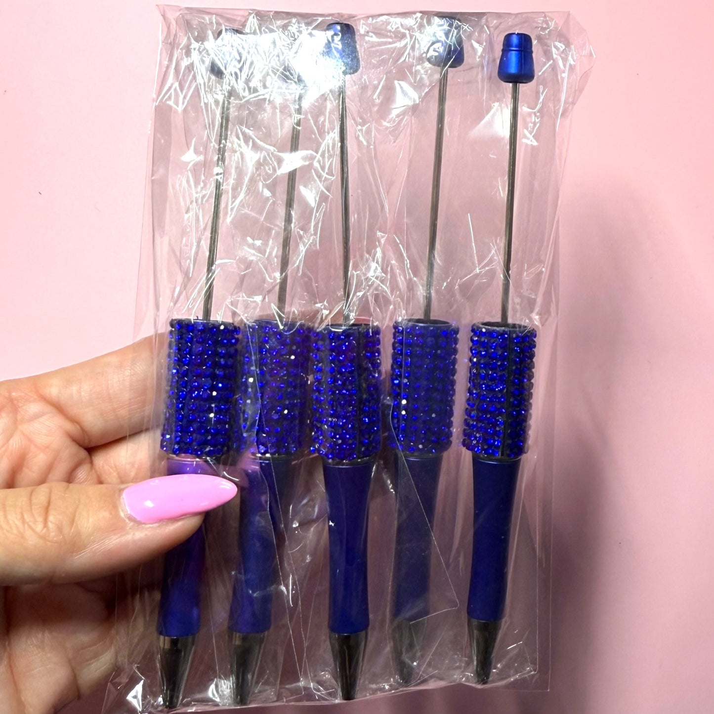 Royal Blue Rhinestone Pen Destash Pack - 5 Count