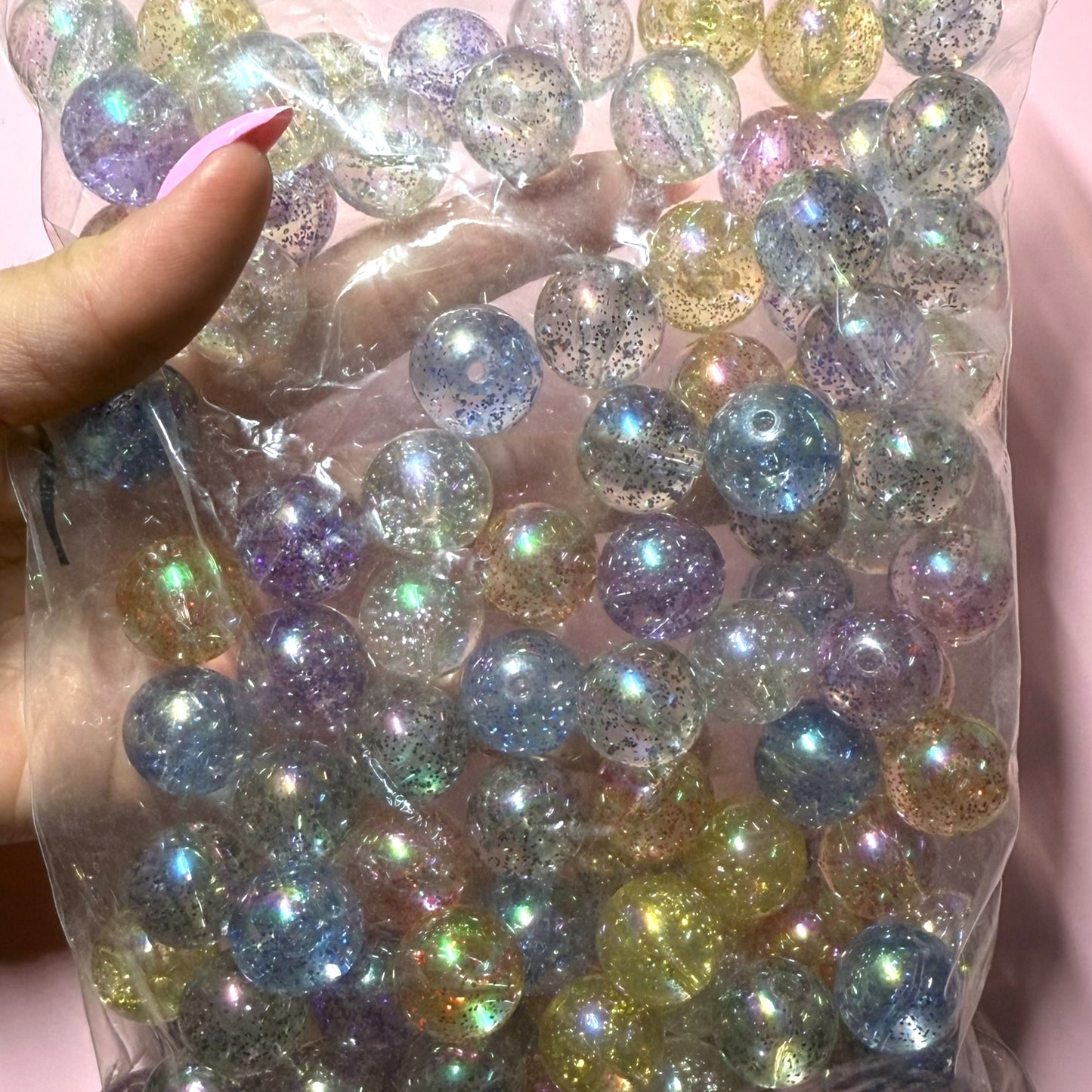 Mixed Glitter Acrylic 20mm Bead Destash Pack -  100 Count