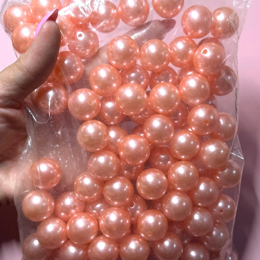 Peach Pearl Acrylic 20mm Bead Destash Pack -  100 Count