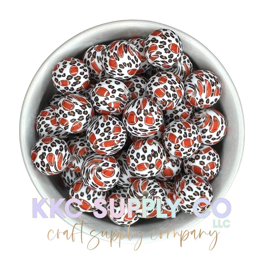 SP141-Leopard Football Silicone Bead 15mm