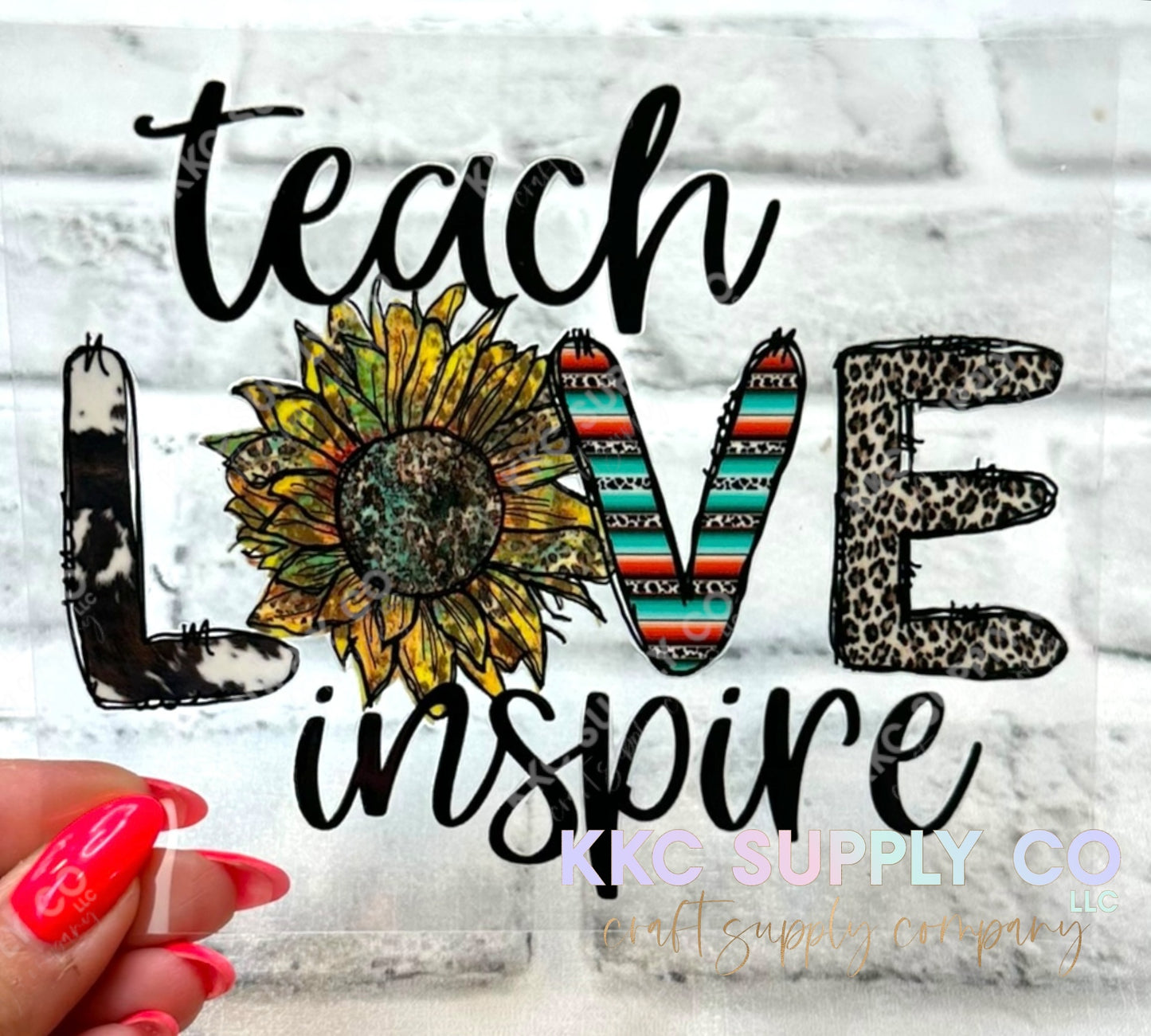 UV16198-Sunflower Teach, Love, Inspire 16oz UV DTF Decal