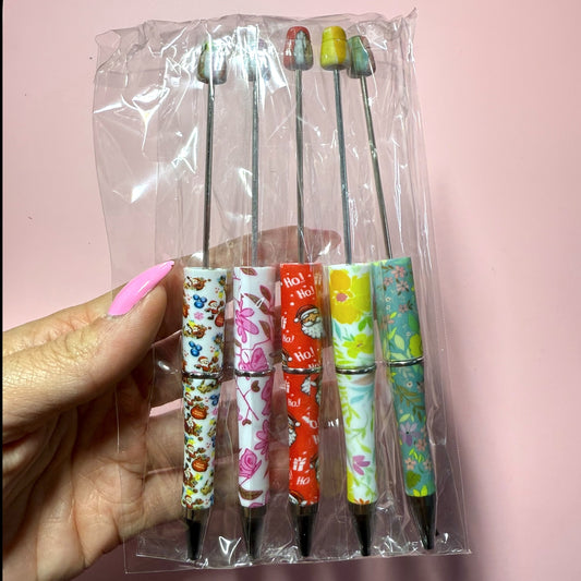 Mix Printed Beadable Pen Destash Pack - 5 Count