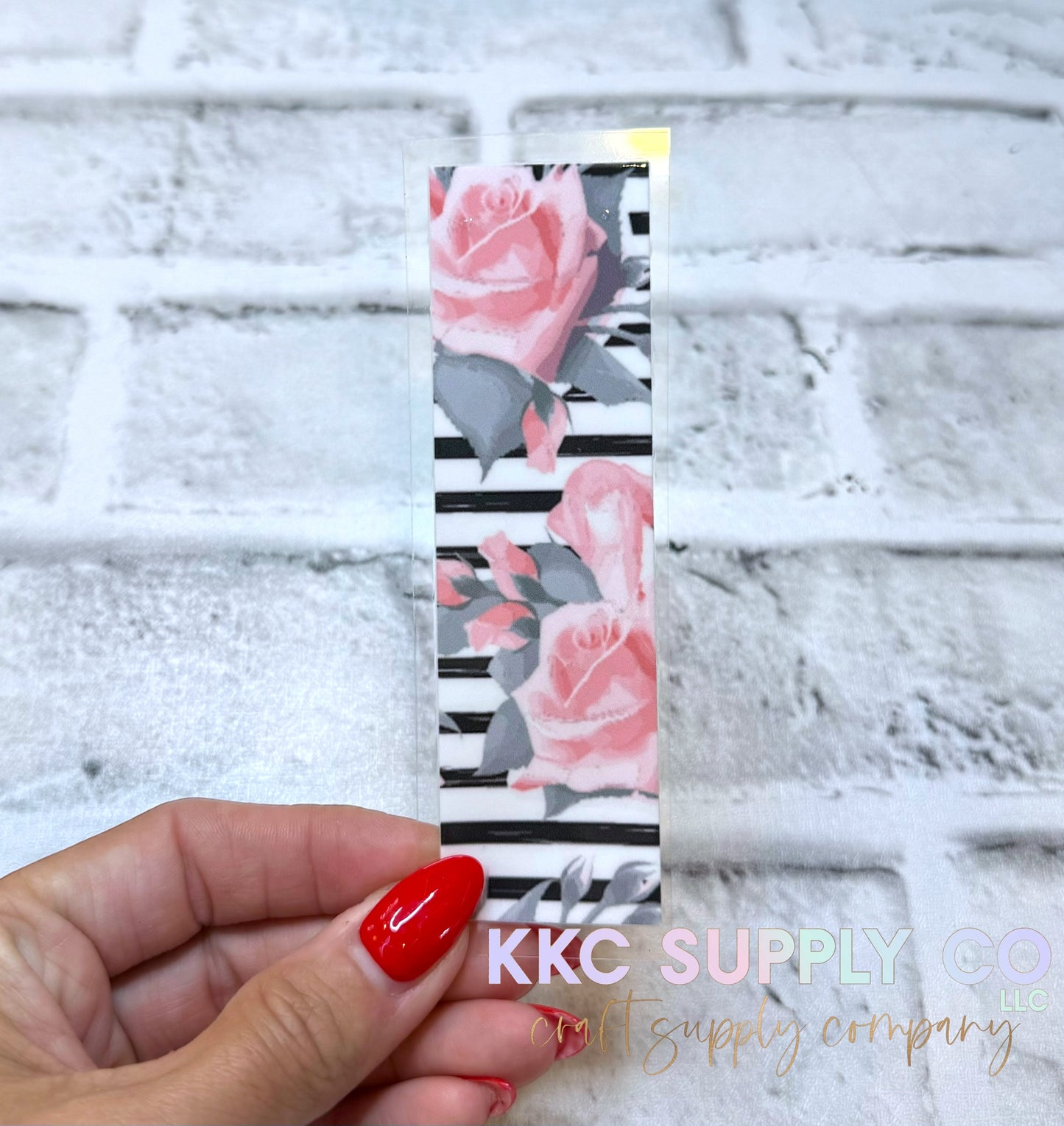 PW10-Pink Rose Stripe UV DTF Pen Wrap