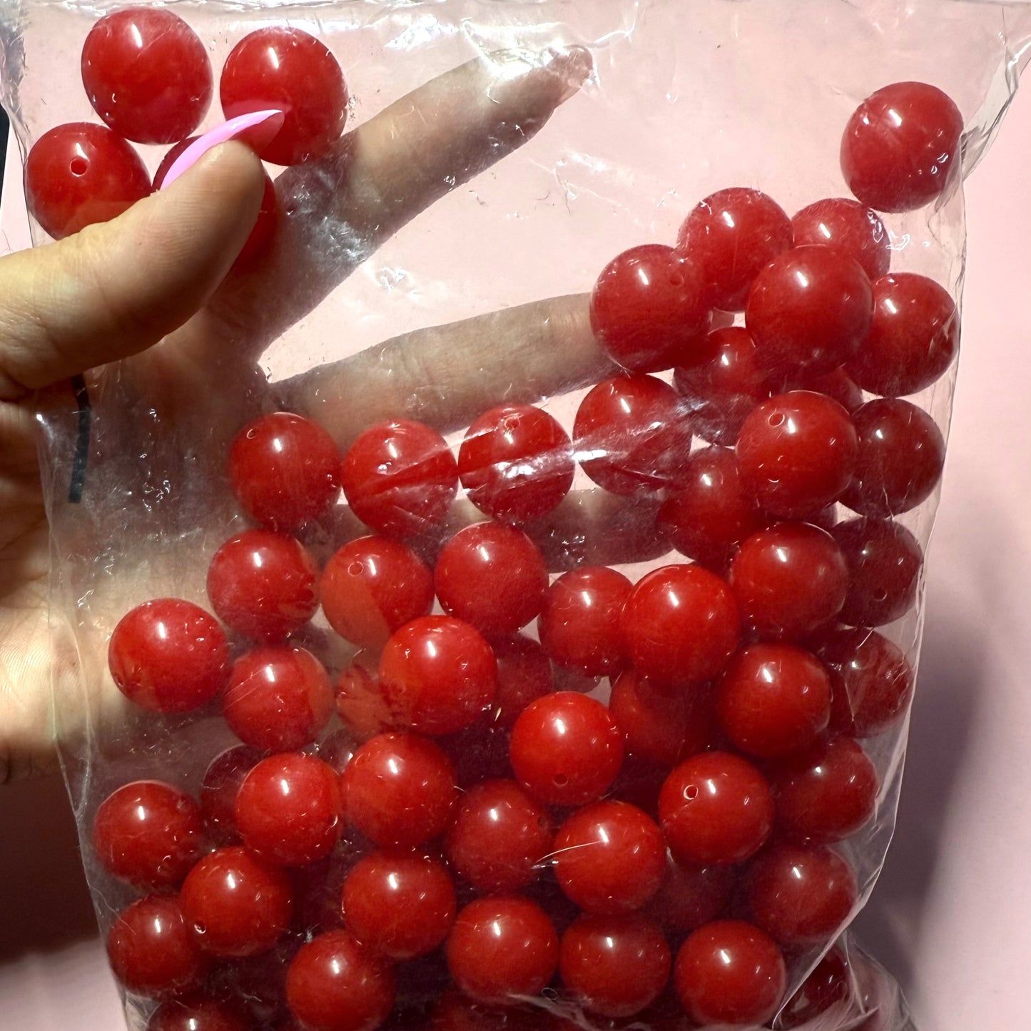 Neon Red Acrylic 20mm Bead Destash Pack -  100 Count