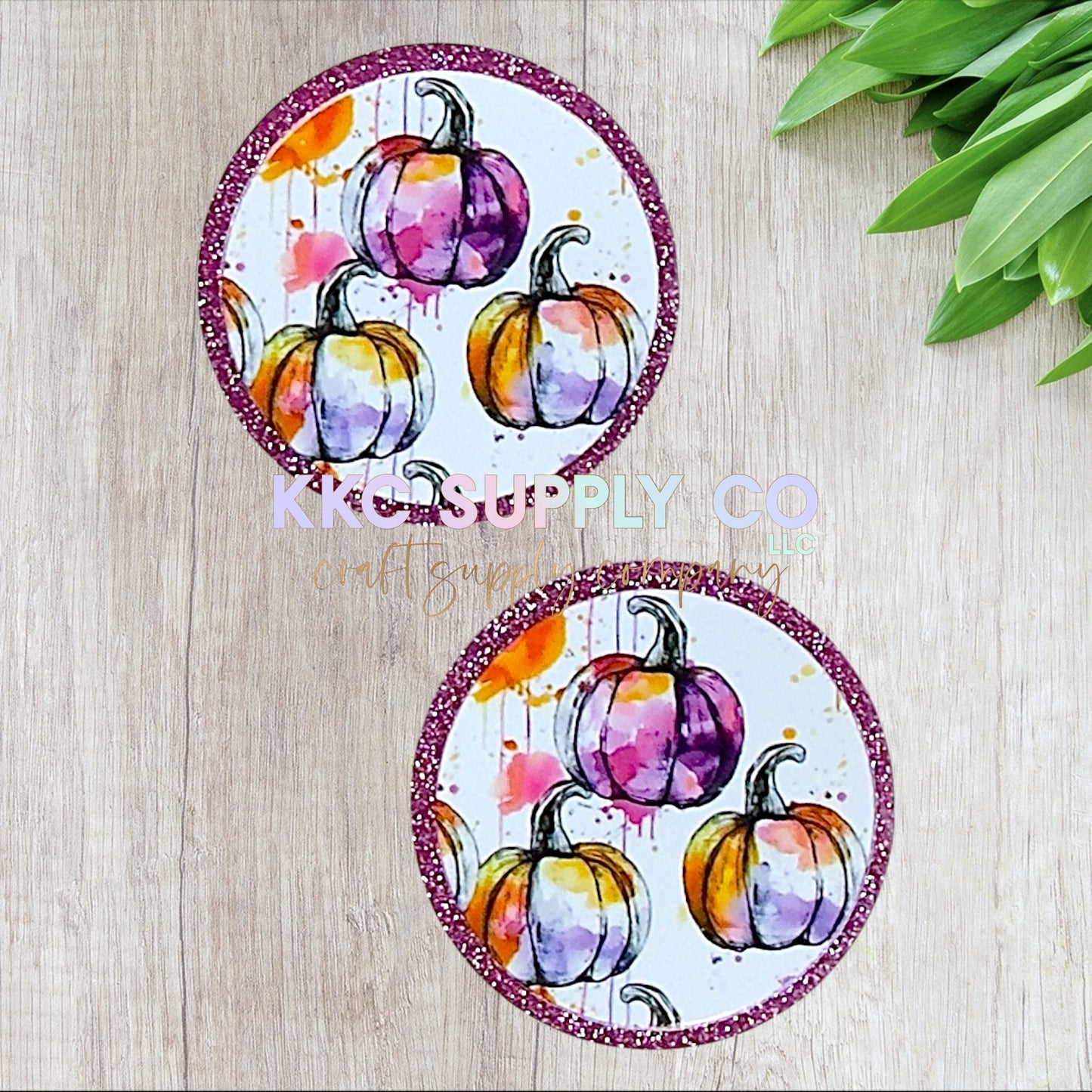 AT442-Watercolor Pumpkins Round Acrylic Flatback