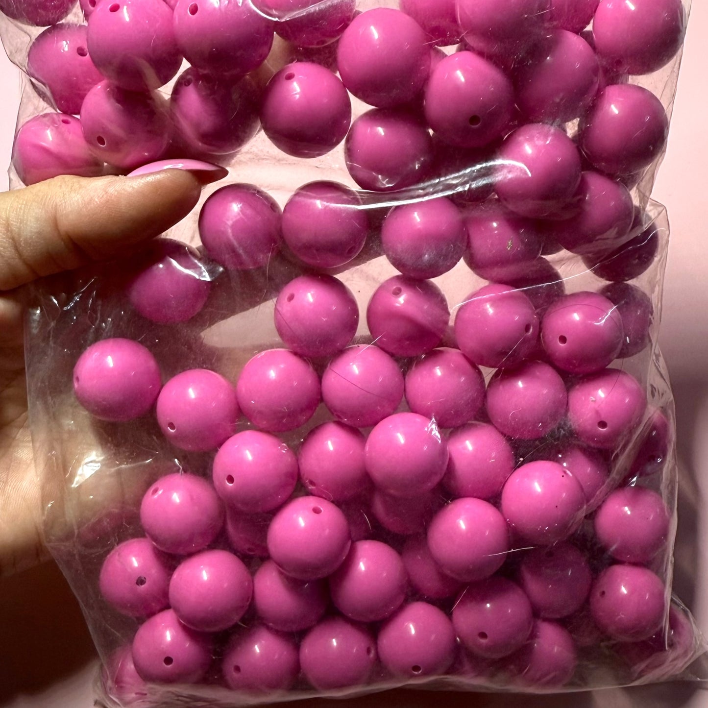 Pink Fuchsia Acrylic 20mm Bead Destash Pack -  100 Count
