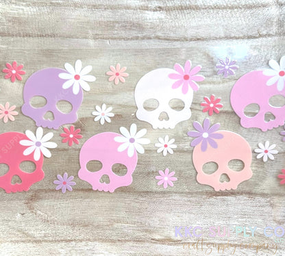 UV16540-Floral Skulls 16oz UV DTF Wrap