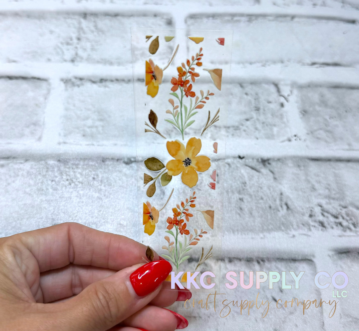 PW03-Yellow Floral UV DTF Pen Wrap