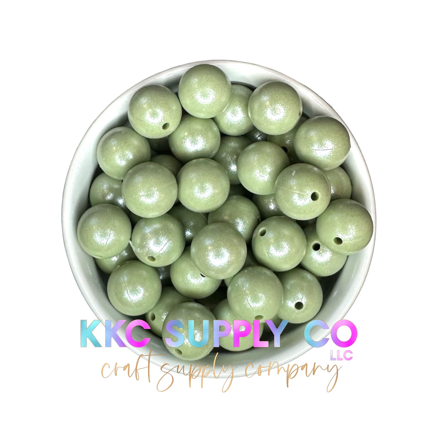 SS61-Opal Sage Green Solid Silicone Bead 15mm