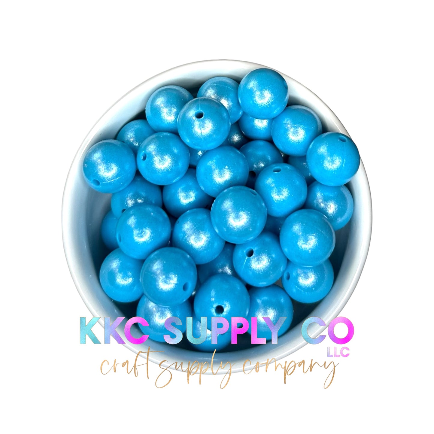 SS53-Opal Bright Blue Solid Silicone Bead 15mm