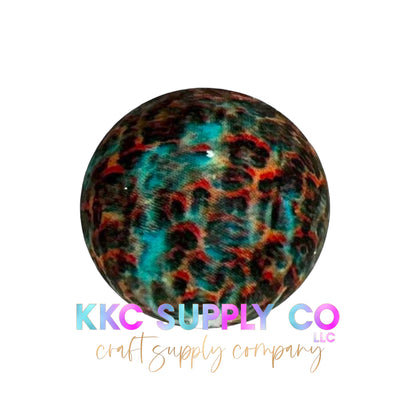 SP88-Teal and Leopard Printed Silicone Bead 15mm