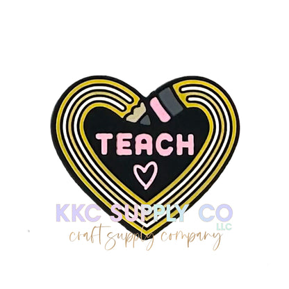 Teach Silicone Focal Bead-Pink