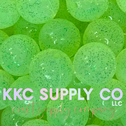 SG05-Green Jelly Glitter Silicone Bead 15mm