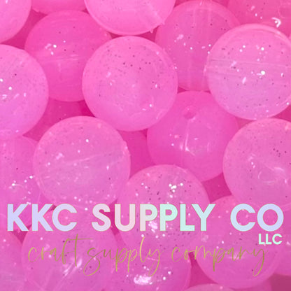 SG02-Light Pink Jelly Glitter Silicone Bead 15mm