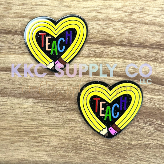 AT07-Teach Heart Rainbow-Acrylic Badge Reel Topper