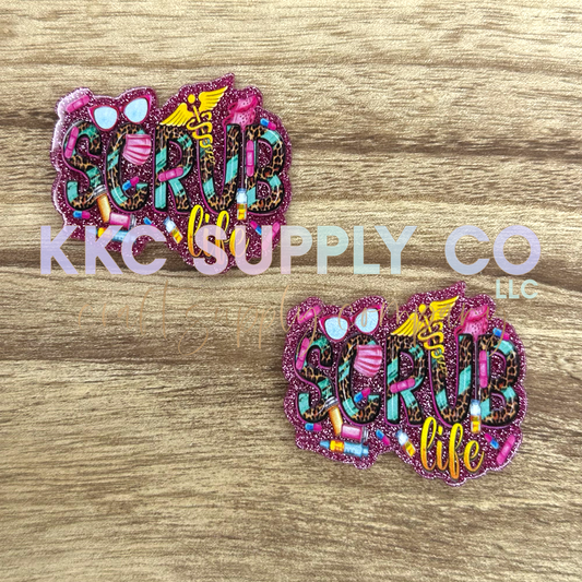 AT13-Scrub Life-Acrylic Badge Reel Topper-Pink