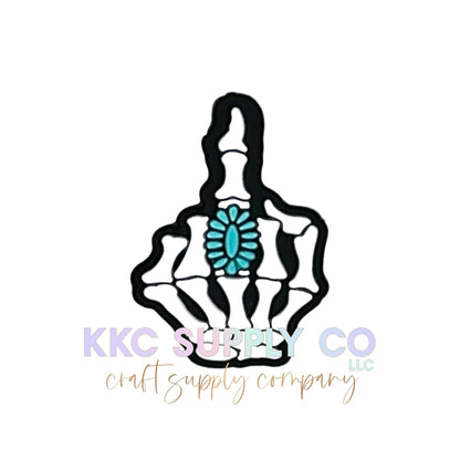 Turquoise Ring Skeleton Middle Finger Silicone Focal Bead