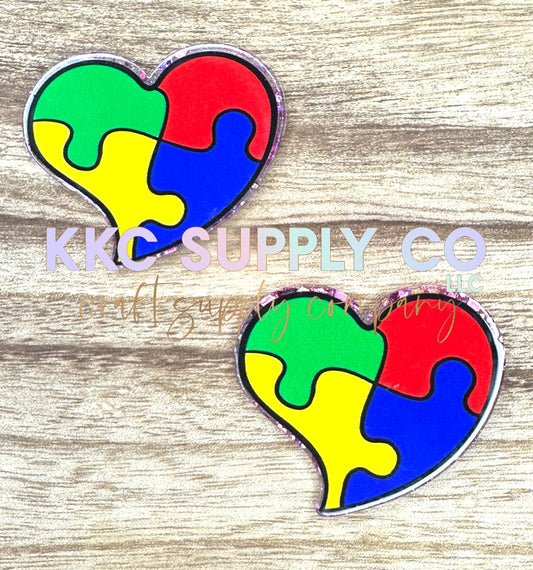 AT60-Autism Heart Puzzle Piece-Acrylic Badge Reel Topper