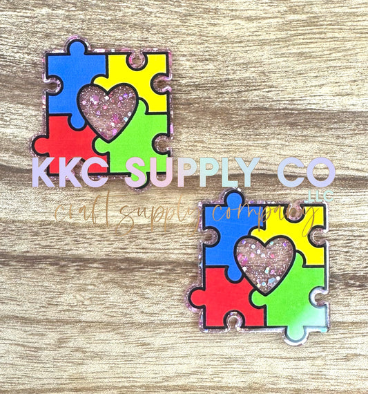 AT59-Autism Puzzle Piece-Acrylic Badge Reel Topper