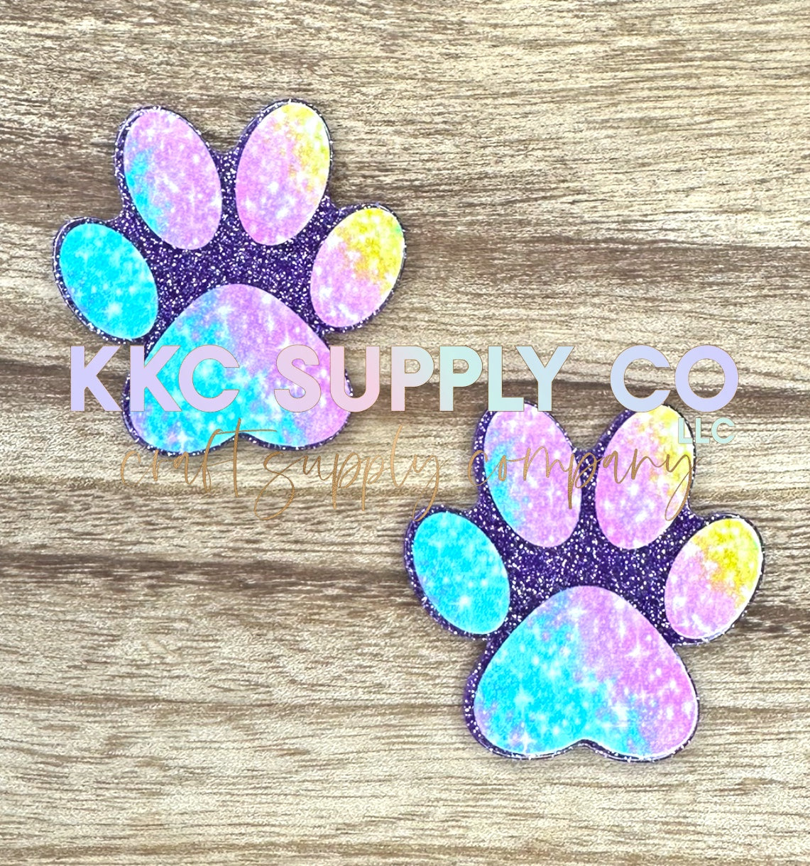 AT58-Tie Dye Paw Print-Acrylic Badge Reel Topper