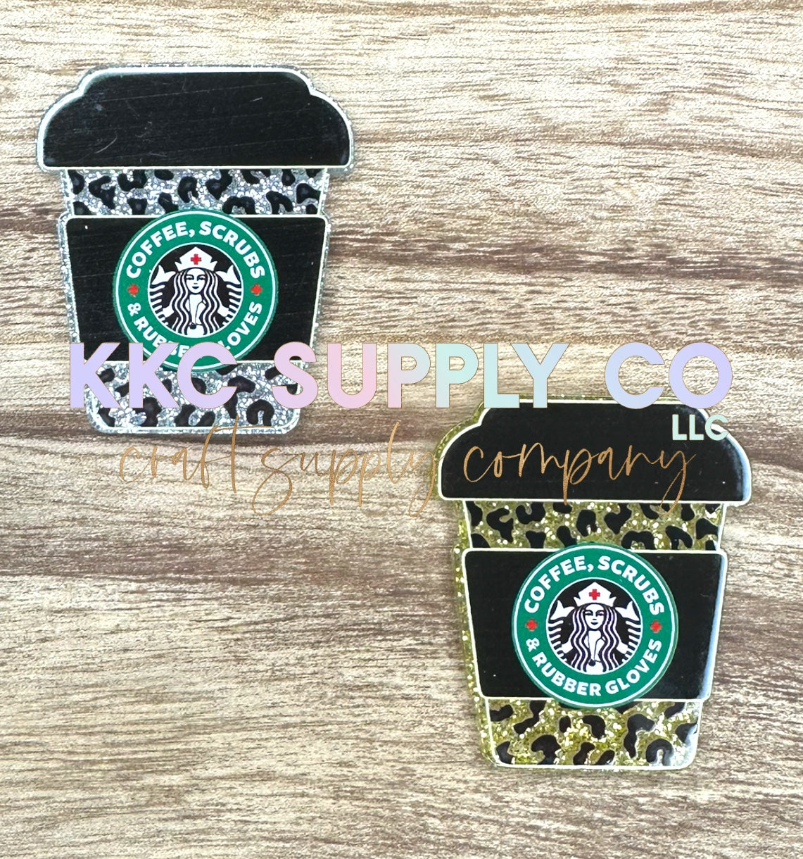 AT32-Coffee Scrubs & Rubber Gloves Coffee Cup-Acrylic Badge Reel Topper