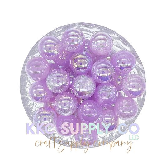 Light Purple Glitter Iridescent Bubblegum Bead 16mm