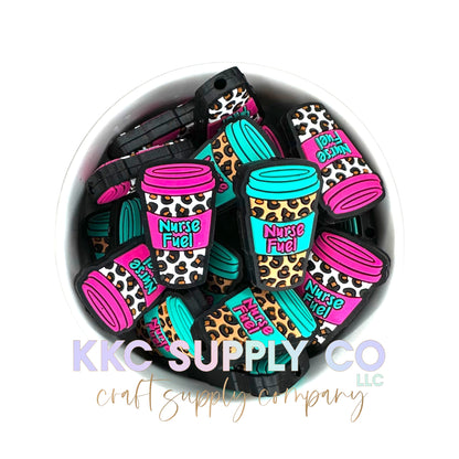 Nurse Fuel Coffee Cup Silicone Focal Bead